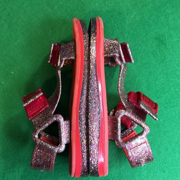 MINI MELISSA & RIDER PAPETE RED-CLEAR GLITTER PINK SANDAL SZ 12 - Picture 9 of 10